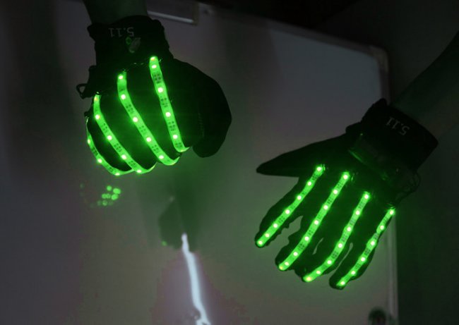 gant LED lumière vert