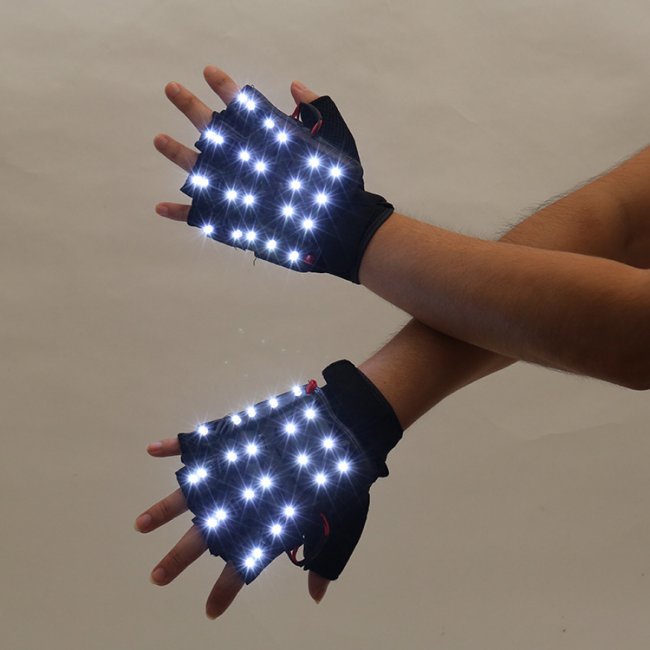 1 pièce gant de pêche de nuit main droite/gauche avec lumière LED maison  sans doigts demi-doigt extérieur gants outils