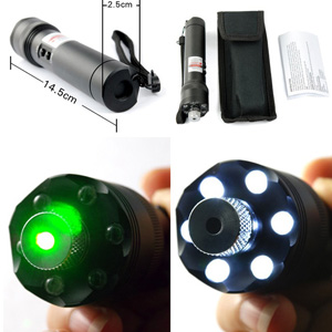 Pointeur laser vert 200mW avec lampe torche