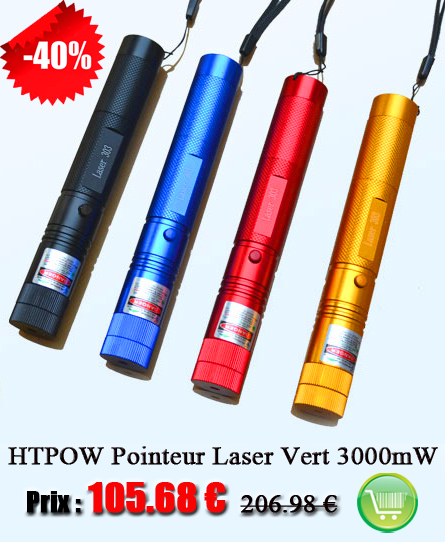  HTPOW Acheter Pointeur Laser Vert 3000mW Pas Cher 